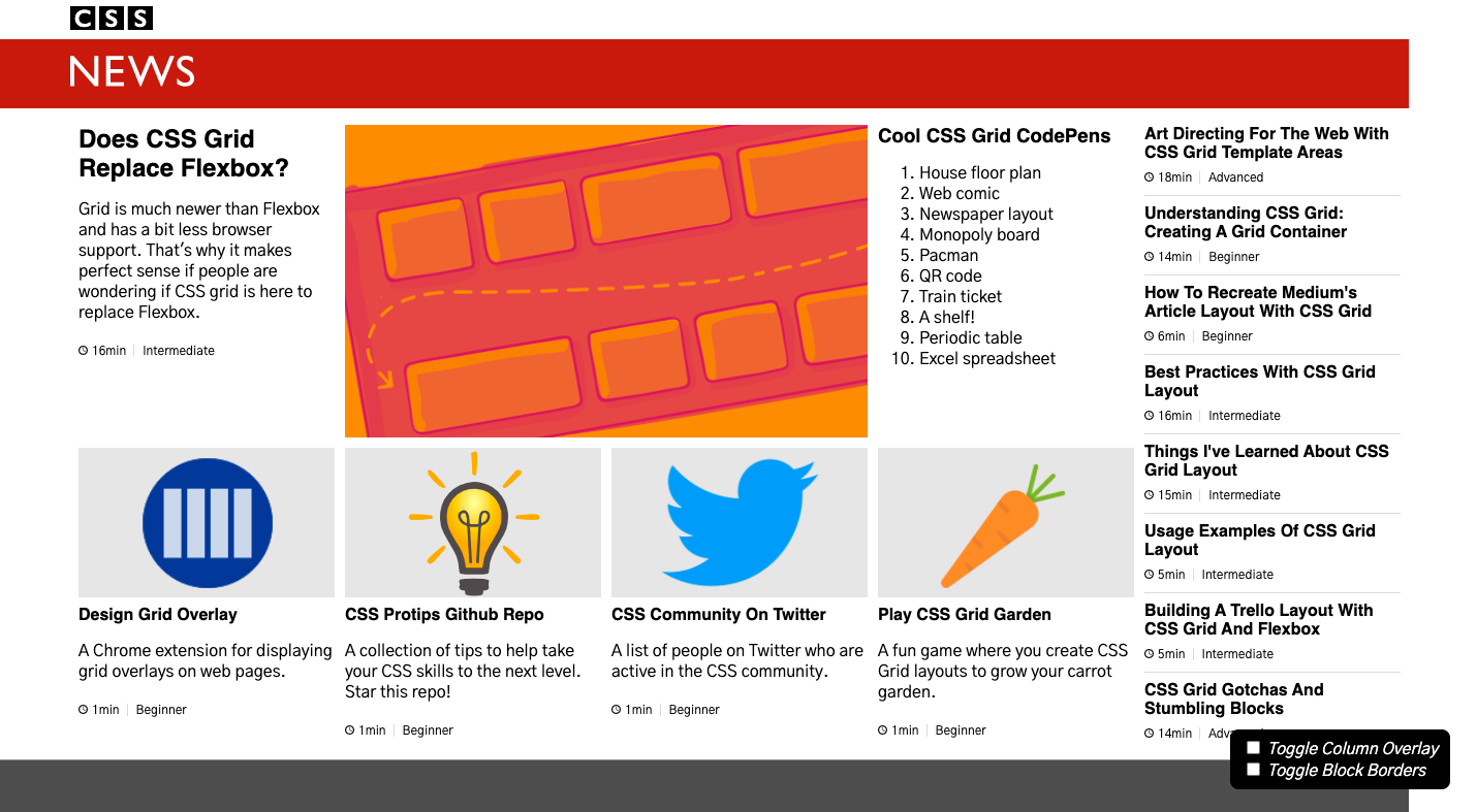 BBC News style homepage